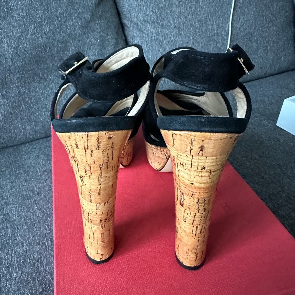 Women’s black suede Bruno Ricci for Diane B high platforms